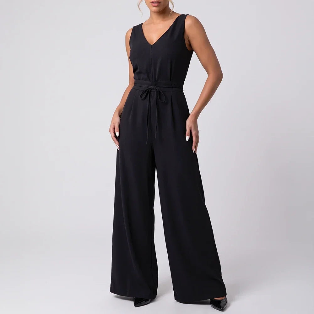 Macacão Pantalona Decote V | Amarração na Cintura