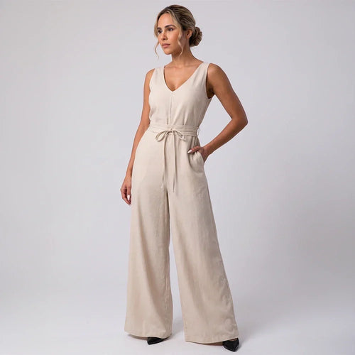 Macacão Pantalona Decote V | Amarração na Cintura